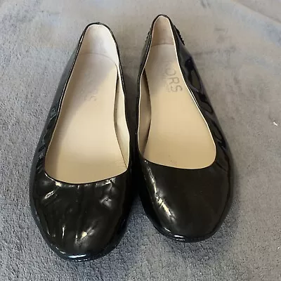 Kors Michael Kors Patent Leather Flats Size 7 1/2 Black Comfy Casual Office • $18