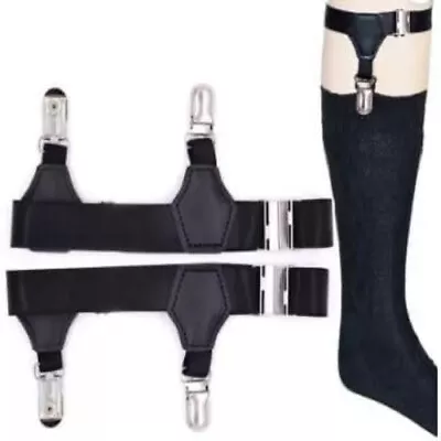 2pcs Adjustable Elastic Sock Garters Metal Clips Sock Suspenders Holders • $15.30