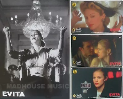 £49.99 • Buy MADONNA EVITA 4x PHONE CARD Set RARE 500 Made + FOLDER UK Numbered