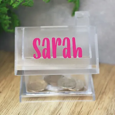 £8.99 • Buy Personalised Clear House Shaped Money Box Coins Children Saving Kids Piggy Bank