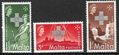 Stamps Malta 1957 QEII George Cross Commemoration Set Of 3 MH SG283-285 • $3.35
