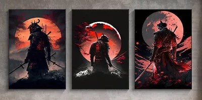 LARGE Japanese Samurai Canvas Wall Art Picture Unframed Stunning SHINOBI WARRIOR • £14.99