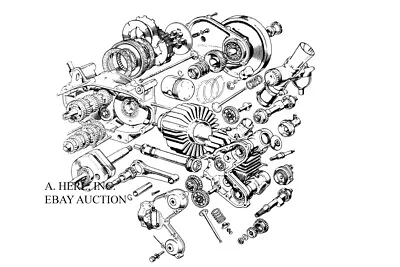 Moto Guzzi 350cc Exploded View Engine 1957 Press Campaign Factory Design  • $9.95