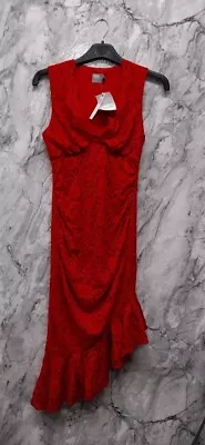 £15 • Buy ASOS Lace Ruched Asymmetric Hem Midi Dress Size UK8 EUR36 {R21}