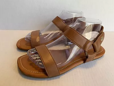 UGG Brown Leather Sandals 1117284 Flats Ankle Strap Open Toe Women’s Size 8 • $26