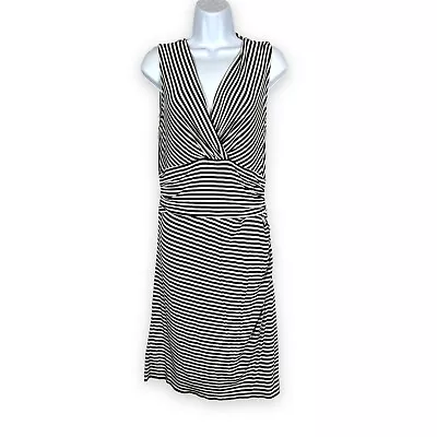 $29 • Buy DVF Diane Von Furstenberg Anya Dress Size M Jersey Knit Striped Black & White