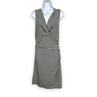 $29 • Buy DVF Diane Von Furstenberg Anya Dress Size M Jersey Knit Striped Black & White