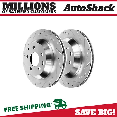 $91.96 • Buy Rear Drilled Slotted Brake Rotors Silver Pair 2 For Porsche Cayenne Audi Q7 3.6L