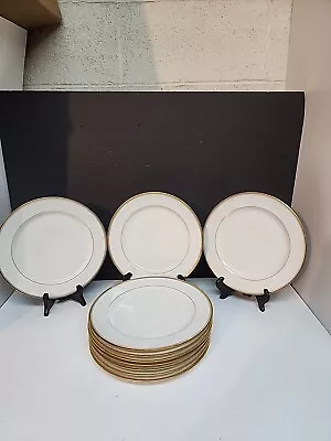 10 HAVILAND LIMOGES FRANCE 9.75  Vintage Dinner Plates White With Gold Trim • $149