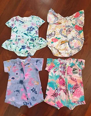 BONDS - Size 0-3m (000) Baby Girl's Bundle (x4) Summer EUC Wondersuit Zippy • $19
