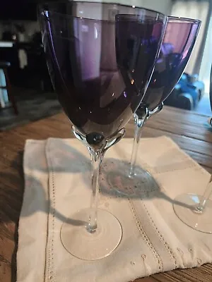 Murano Purple Wine Goblets Crafted Glasses • $55.90