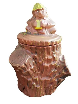 Vintage Cookie Jar McCoy Pottery Monkey On A Stump Lidded Cookies 253 USA 1970s • $37.19