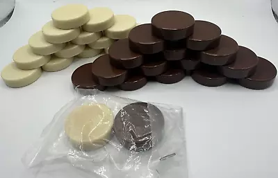 30 Vintage Replacement Backgammon Pieces Brown & White Pieces Chips Lot Set • $12.95