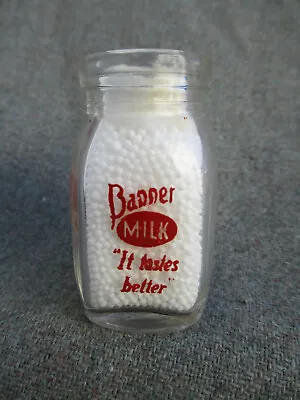 Vintage Banner Milk Dairy Mini Creamer Pyro Acl Cream Bottle Abilene Texas • $24.99