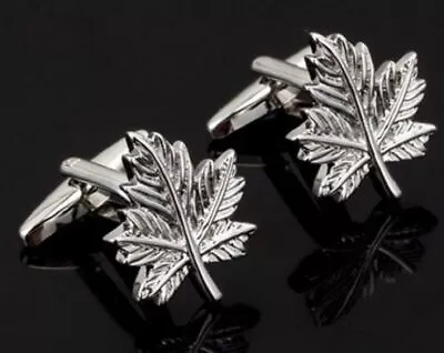 Pair Quality Maple Leaf Cufflinks Canada Honey Autumn Retro Leaves Uk Seller • $12.18