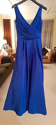 £9.99 • Buy A-line / Princess Floor Length Blue Bridesmaid Dress (David's Bridal Size 2)