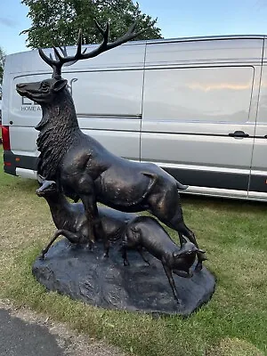 STAG FAMILY BRONZE STATUE - LIFE SIZE  Full Bronze This Is A One Of Sculpture • £15000