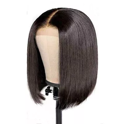 (12 Inches) Bob Wig Real Human Hair Short Straight Lace Front Wigs Color • £11.57