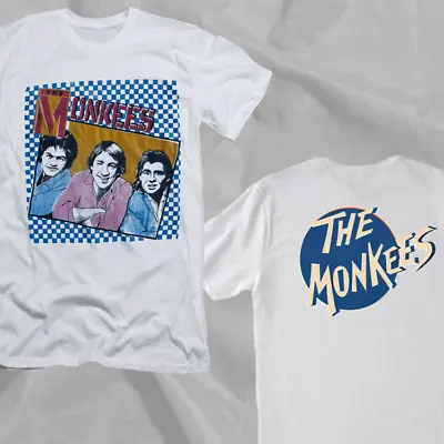 The Monkees 1986 Retro Concert Tour Blue Plaid White 2 Sided T-Shirt Size S-3XL • $27.99