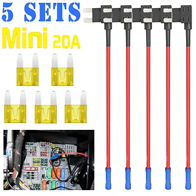 5 Pcs 20A Mini APM ATM Blade Fuse Holder Car Add A Circuit Fuse TAP Adapter Kit✔ • $7.75