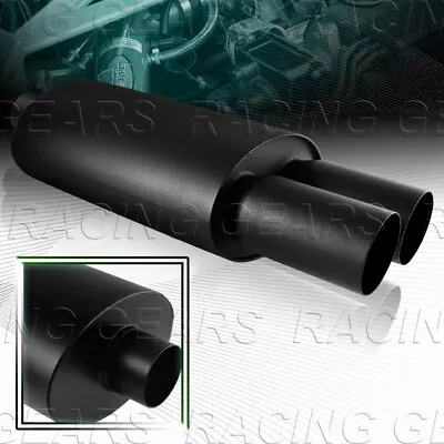 Universal 3  Dtm Dual Flat Tip Black Stainless Steel Exhaust Muffler 3  Inlet • $48.95