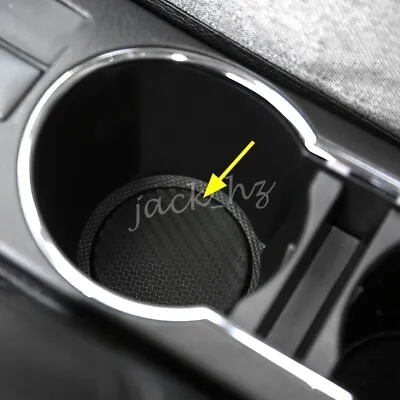 2x 62mm Round Car Auto Cup Holder Slot Antislip Pad Mat Carbon Fiber Black • $9.50