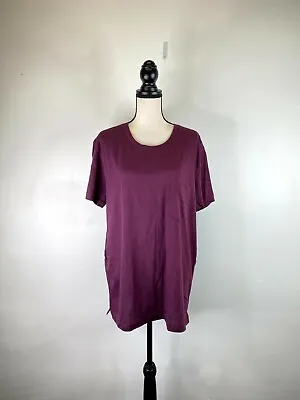 VS Pink Women's Burgundy Pocket Short Sleeve Shirt SZ XL • $12.55