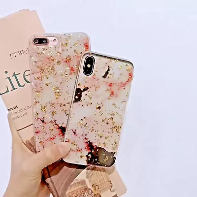 OPPO A73 R17 Rro 9s 11s A59 F1s Marble Pattern Sparkle Chips Soft Slim Gel Case • $6.99