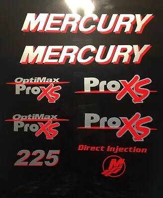 Mercury Optimax Pro Xs Outboard Engine Decals Sticker Silver & Red • $84.99