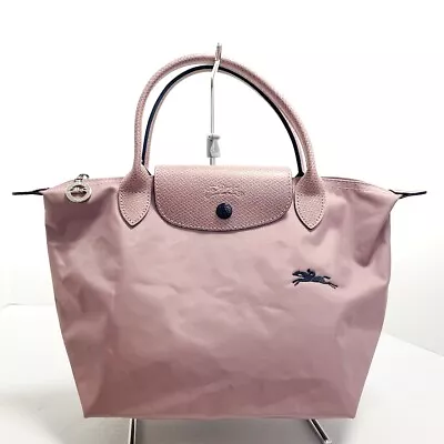 Auth LONGCHAMP Le Pliage Club - Pink Dark Navy Nylon Leather Handbag • $110