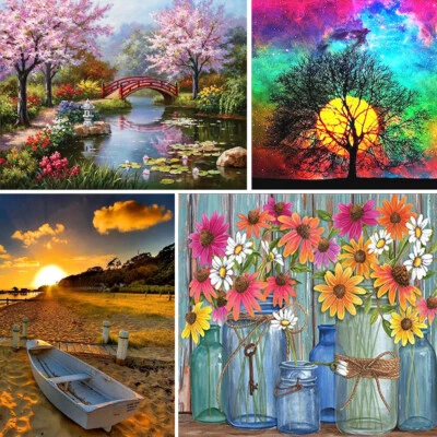 $12.44 • Buy Diamond Painting Full Drill 5D Embroidery Decor Cross Stitch Kits Round Gems