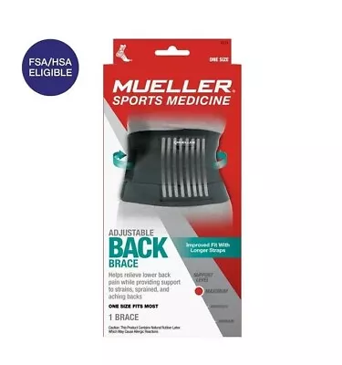 Mueller Adjustable Back Brace Black One Size Fits Most • $16.99