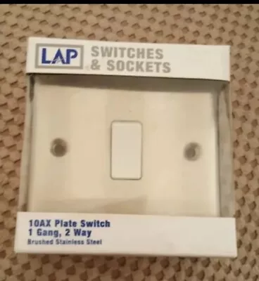 LAP SWITCHES & SOCKETS 10AX PLATE SWITCH 1 GANG 2WAY Brushed Stainless Steel NEW • £4.99
