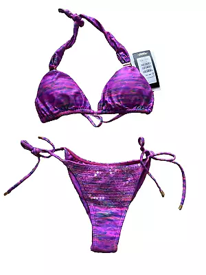 NEW NWT VIX Paula Hermanny  2 Two Pc Swim Suit Bra Bikini Bottom L LARGE Melange • $59.99