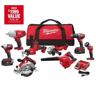 Milwaukee Power Tool Set M18 18V Lithium-Ion Cordless Combo Tool Kit 9 Tools • $661.36