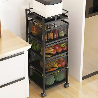 Kitchen Storage Cart Rotating Basket Vegetable Rack Multi-Layer Storage Shelves • $89