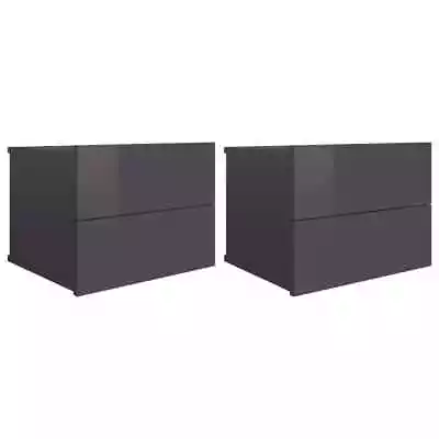 2x Gloss Bedside Tables Wooden Drawers Storage Side Cabinets Nightstand Grey • $96.02