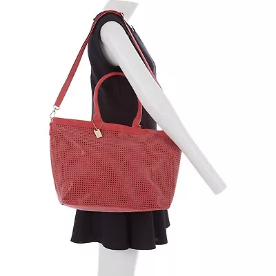 New Ladies L CREDI Pink Hue Red Perforated Tote Bag Crossbody Large Handbag £59 • £29.99