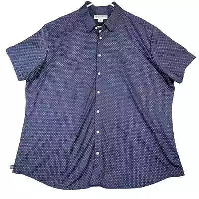 Mizzen & Main Performance Button Shirt Short Sleeve Men XXL Blue White Polka Dot • $32.26