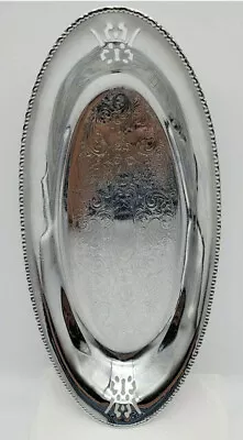 $5 • Buy Krome Kraft Farber Bros. Stainless Dish Serving Bread Tray Vintage 