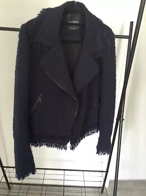 Woman's  Jacket Size 12 DECJUBA Navy Fabric Biker • $30