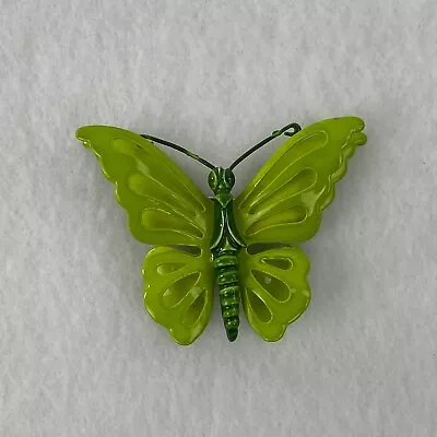 Vintage Butterfly Moth Brooch Pin Green Metal 3D Wings Unsigned • $18.74