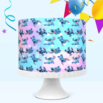 Stitch Cake Wrap Around Edible Cake Topper Icing Sheet Decoration Wr634 • £5.89