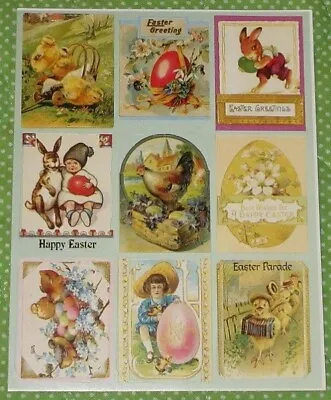 Vintage Eureka Easter Victorian Postcard Stickers~bunnies~chicks~eggs~children • $2.50