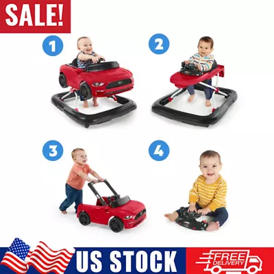 Ford Mustang 4-in-1 Baby Walker Toy Activity With Removable Steering Wheel Red • $90.76
