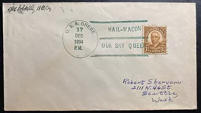 1934 USS Grebe USS Macon ZRS5 Airship Zeppelin Our Sky Queen Cover To Seattle • $39.99