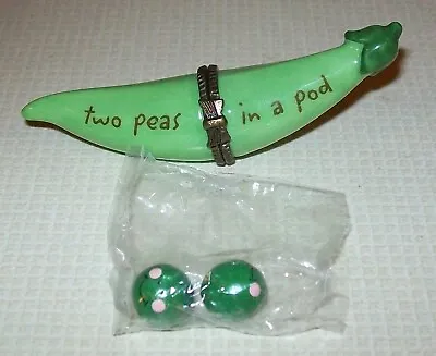 PHB Two Peas In A Pod Hinged Trinket Pill Box Midwest Of Cannon Falls W/ 2 Peas • $54.99