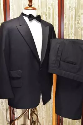 USA Holland & Sherry Royal Classic 44 S Black Gentlemans Dinner Tuxedo Suit W1j5 • $189.67