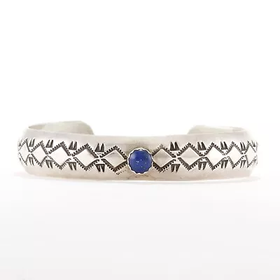 £80.52 • Buy Native American Sterling Silver Blue Lapis Stamped Cuff Bracelet 6.25 
