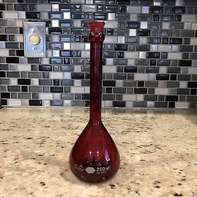 Rare Vintage Kimax 250mL RAY-SORB Ruby Red Glass TC Volumetric Flask • $14.50